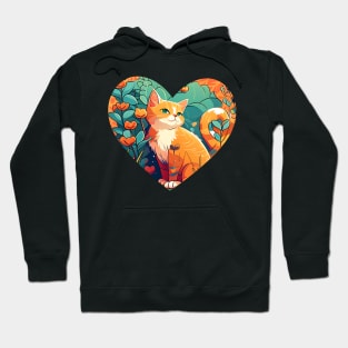 Fancy And Fine Flowered Orange Cat Heart Garden Design Hoodie